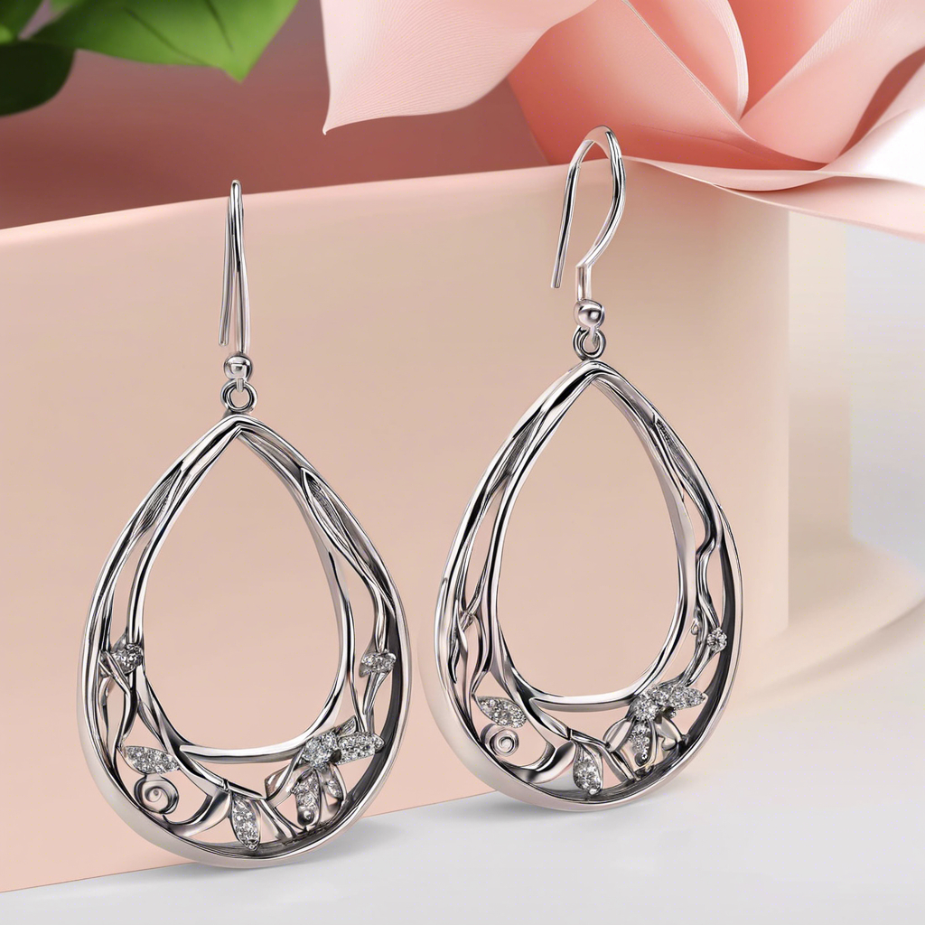 Floral Bliss Sterling Silver Teardrop Earrings with Nature Motif